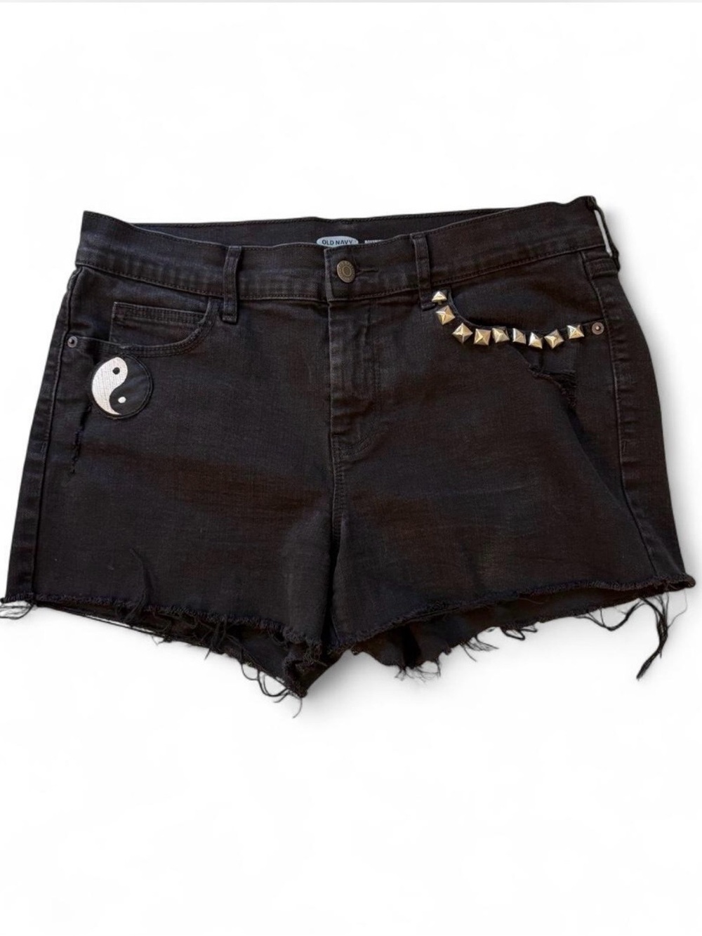 Old Navy Boyfriend Black Denim Cutoff Shorts